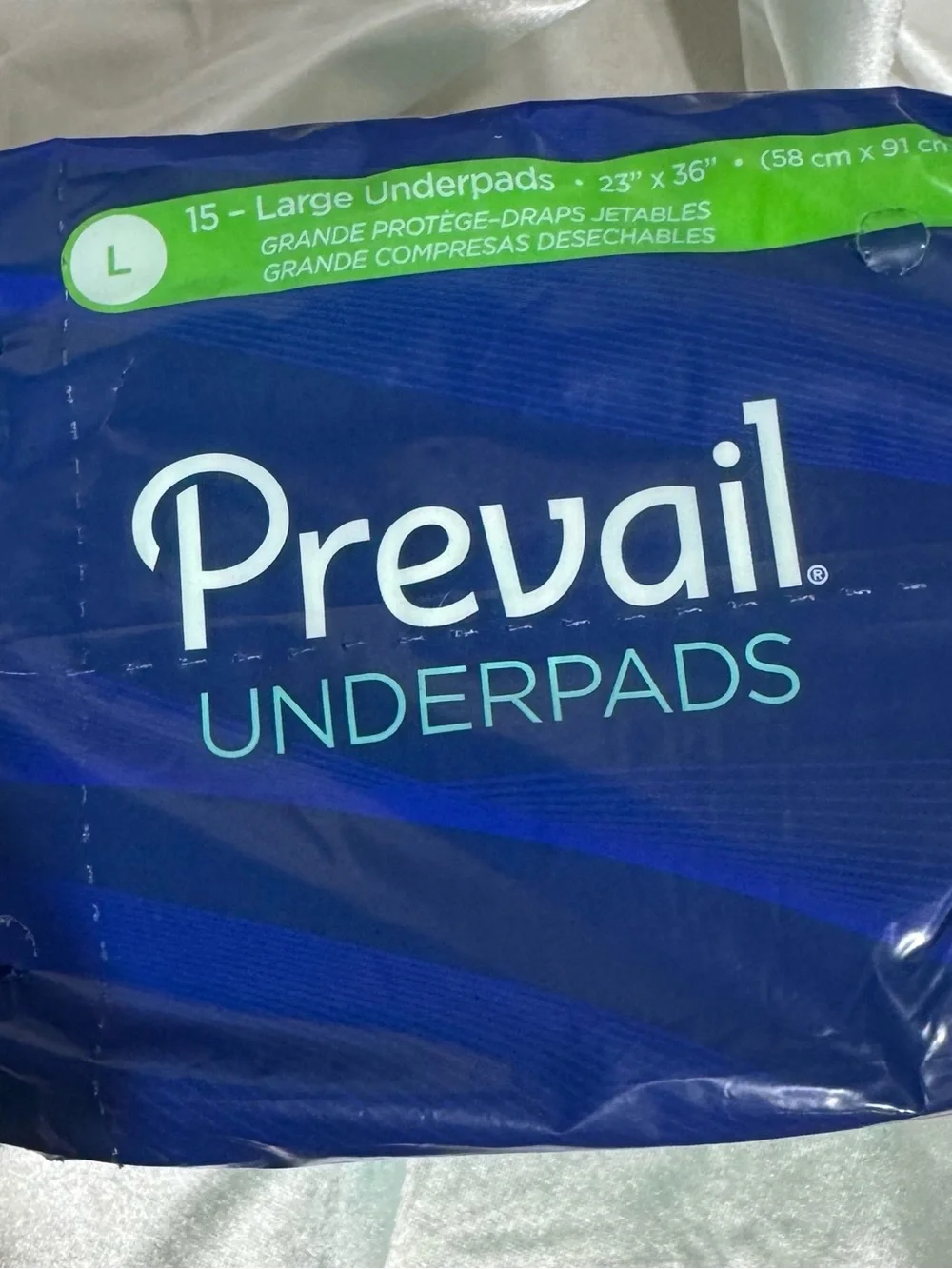 Three (3) Pkgs —Prevail Fluff Underpads Large  - 15 Count
